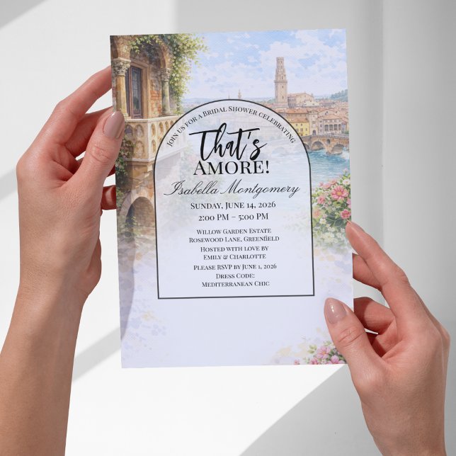 Italienska Verona Det är kärlek Bröllopsdusch Inbjudningar (Italian Verona That’s Amore Bridal Shower Invitations
)