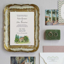 Italienska Villa Watercolor Bröllop