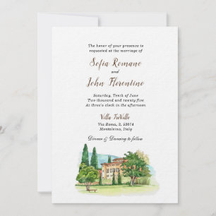 Italienska Villa Watercolor Bröllop Ultra papper Inbjudningar