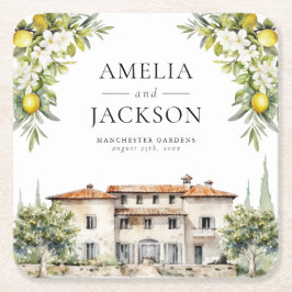 Italienska Villas Lemons & Olife Underlägg Papper Kvadrat