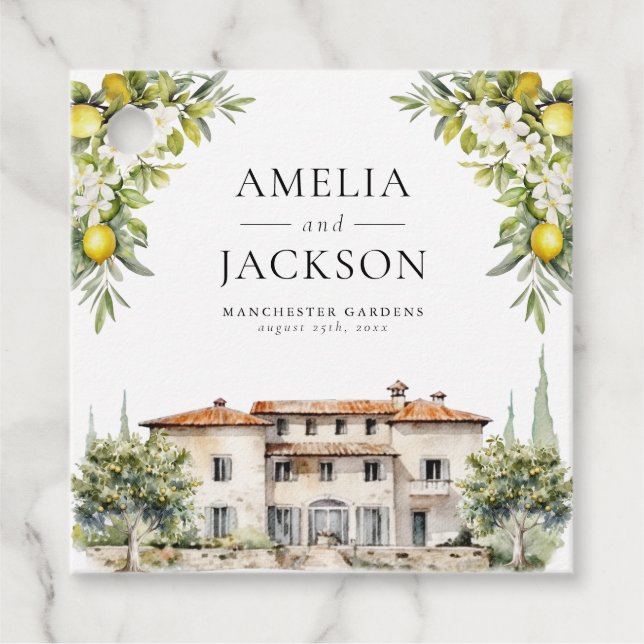 Italienska Villor Citroner & Oliver Gåvor Etiketter (Framsida)