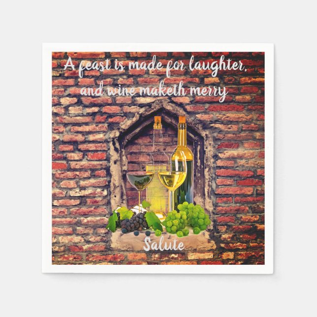 Italienska Vin-citatet för Pappra Party-blöjor Pappersservett (Framsidan)