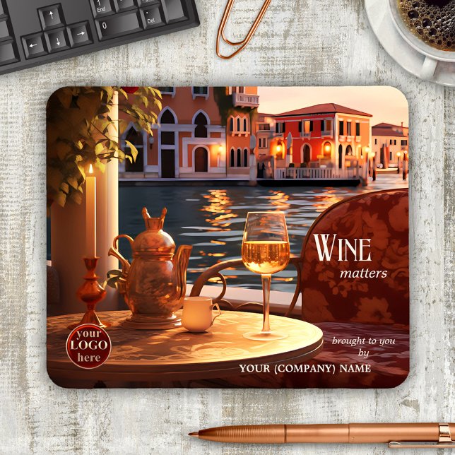 Italienska Vin-konstnärer Musmatta (Mouse pad featuring an artistic painting of an Italy inspired scene with wine - with logo template)