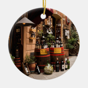 Italienska Vin Shop i Montepulciano, Toskana Julgransprydnad Keramik