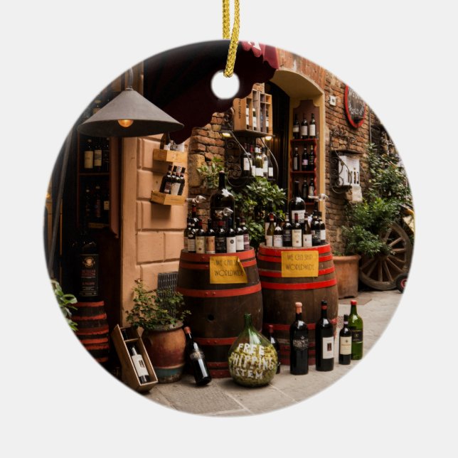 Italienska Vin Shop i Montepulciano, Toskana Julgransprydnad Keramik (Framsidan)