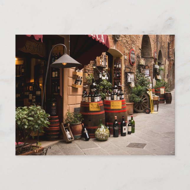Italienska Vin Shop i Montepulciano, Toskana Vykort (Framsida)