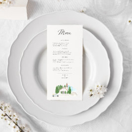 Italienska Watercolor House Bröllop Meny