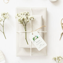 Italienska Watercolor House Tack Bröllop Presentetikett