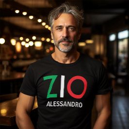 Italienska Zio Grönt White Red farbror T Shirt
