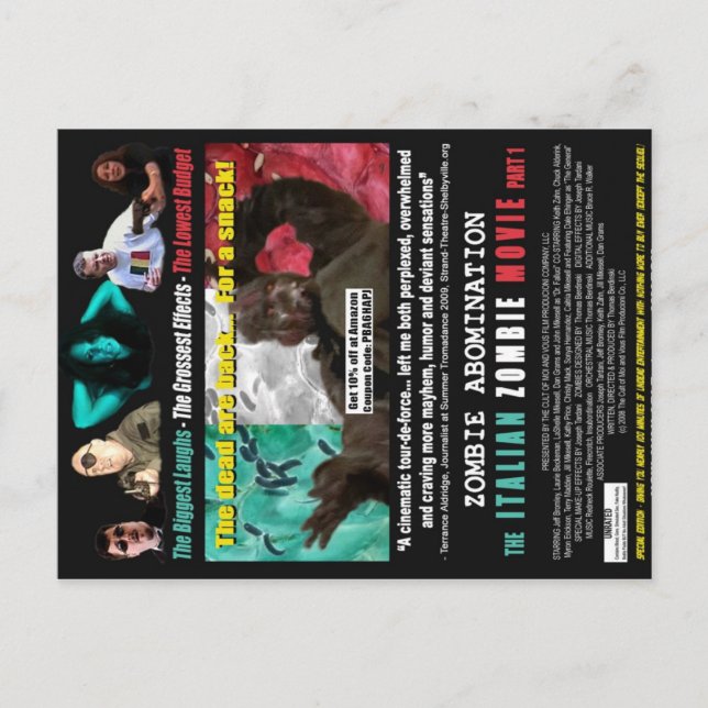 Italienska Zombie Movie - Poster vykort (Framsida)