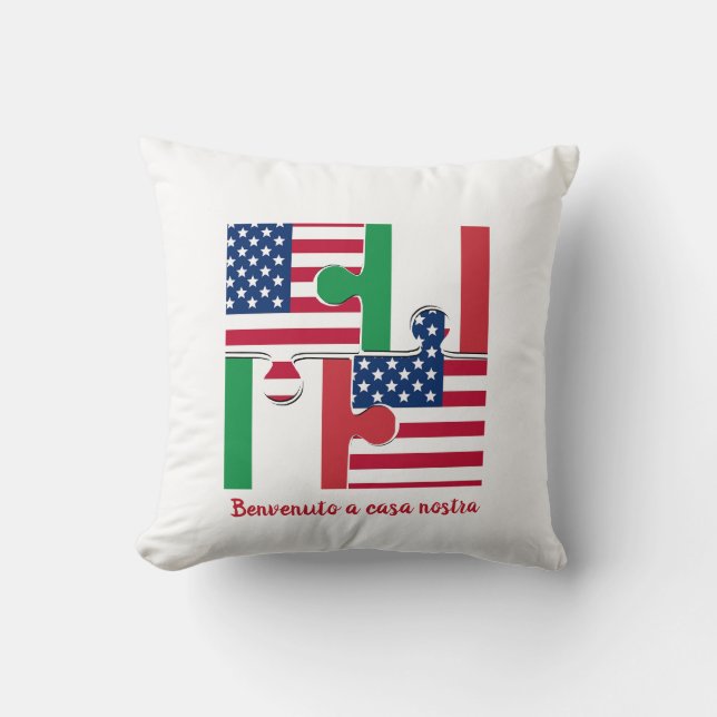 Italienskt amerikanskt välkomnande kudde (Framsida)