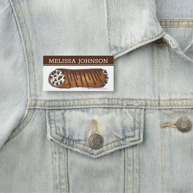 Italienskt bakverk Chef Chocolate Chip Cannoli Namnbricka (På plats)