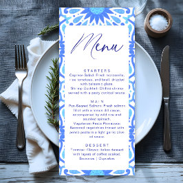 Italienskt Blått Kakel Baby Shower Minimalistisk Meny