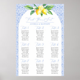 Italienskt Blue Positano Lemon - Hitta ditt sätess Poster