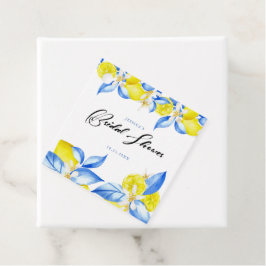 Italienskt bröllopsinbjudan med citron och blommor gåvor etiketter