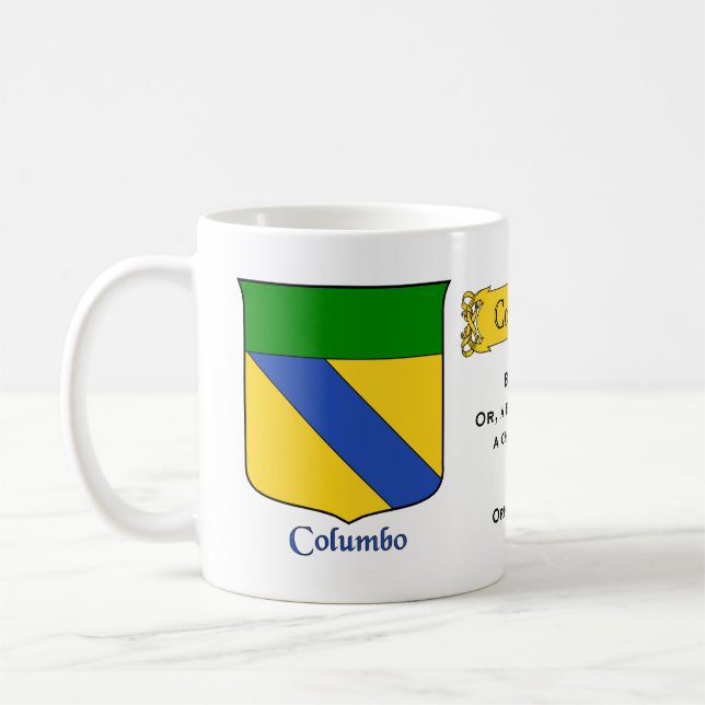 Italienskt efternamn Columbo Heraldic Shield och B Kaffemugg (Vänster)