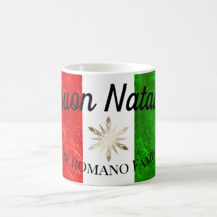 Italienskt familjenamn Buon Natale Flagga Jul Kaffemugg