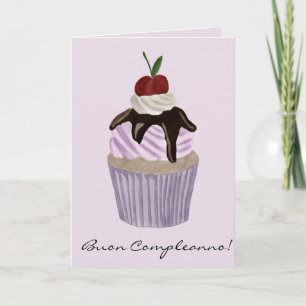 Italienskt födelsedagskort Cherry Cuptårtkort Kort