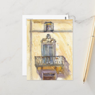 Italienskt fönster. Originalkonst av Sveta Mikhale Vykort