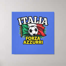 Italienskt fotbollspass - Forza Azzurri Flagga Canvastryck
