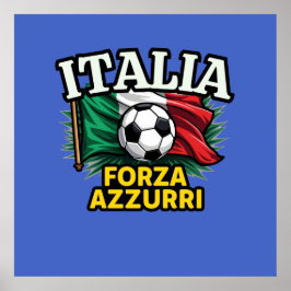 Italienskt fotbollspass - Forza Azzurri Flagga Poster