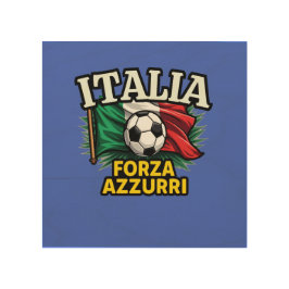 Italienskt fotbollspass - Forza Azzurri Flagga Trätavla