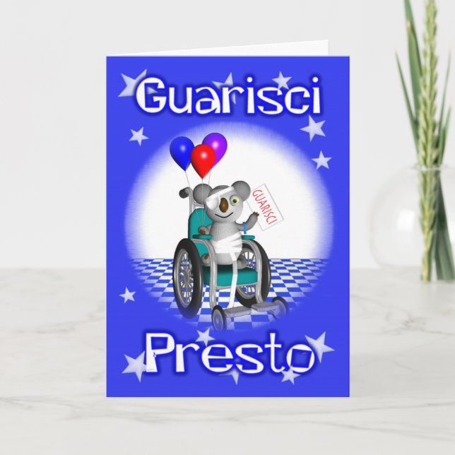 Italienskt Get well Soon Quarisci Presto Kid-kort Kort (Framsida)