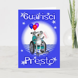 Italienskt Get well Soon Quarisci Presto Kid-kort Kort