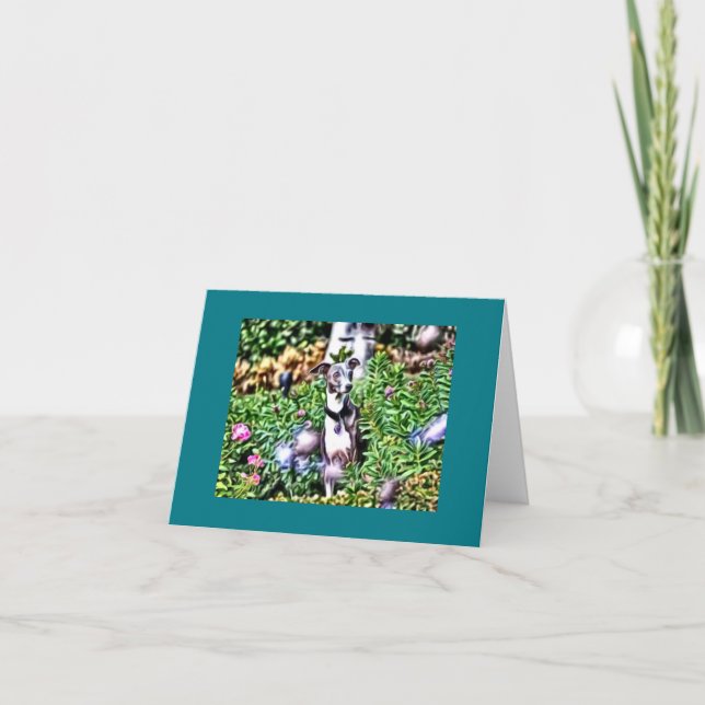Italienskt greyhound i Garden Note Card Kort (Framsida)