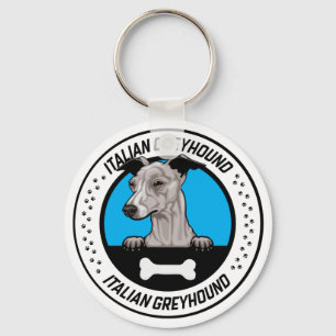 Italienskt greyhound Peeking Illustration Badge Nyckelring