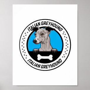 Italienskt greyhound Peeking Illustration Badge Poster