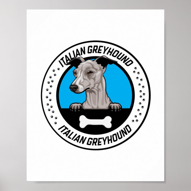 Italienskt greyhound Peeking Illustration Badge Poster (Framsidan)