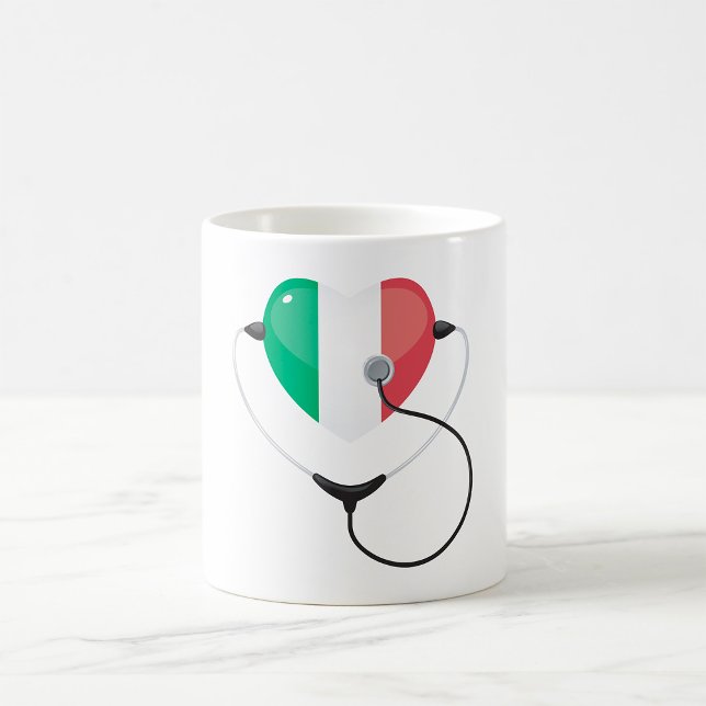 Italienskt hjärta med Stethoscope Healthcare Kaffemugg (Skapare uppladdad)