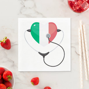 Italienskt hjärta med Stethoscope Healthcare Pappersservett