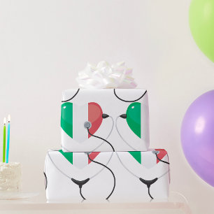 Italienskt hjärta med Stethoscope Healthcare Presentpapper