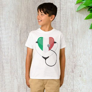 Italienskt hjärta med Stethoscope Healthcare T Shirt