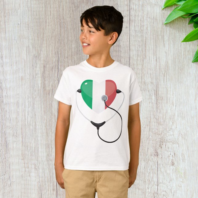 Italienskt hjärta med Stethoscope Healthcare T Shirt (Skapare uppladdad)