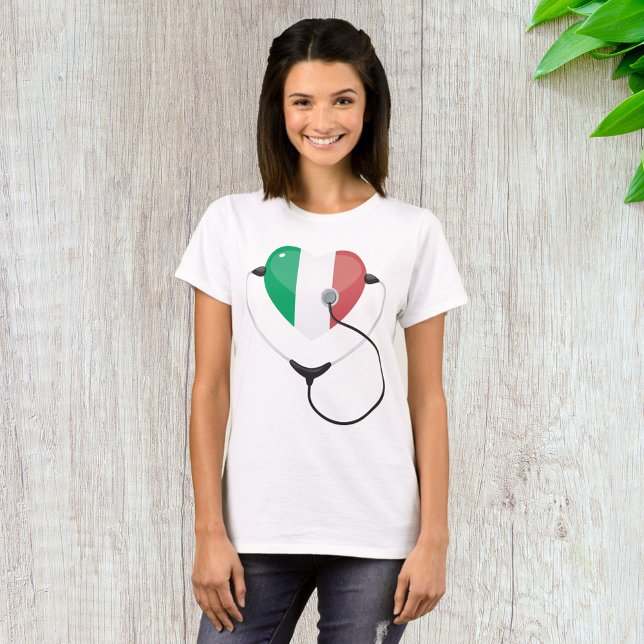 Italienskt hjärta med Stethoscope Healthcare T Shirt (Skapare uppladdad)