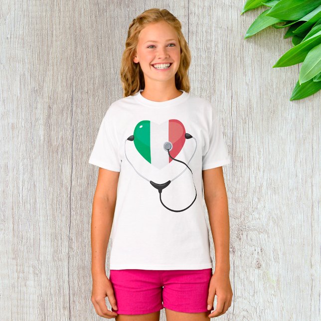 Italienskt hjärta med Stethoscope Healthcare T Shirt (Skapare uppladdad)
