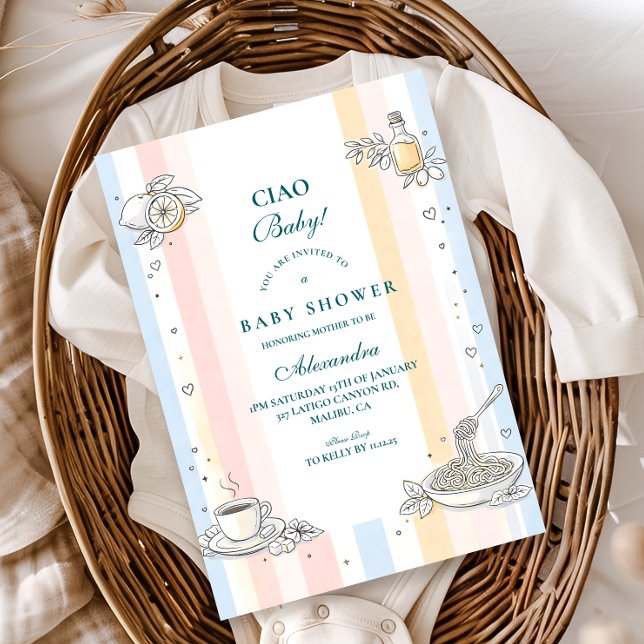 Italienskt kafé Doodle Baby Shower Inbjudningar (Skapare uppladdad)