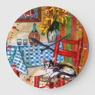 ITALIENSKT KÖK I den FLORENCE katten, röd stol och Stor Klocka