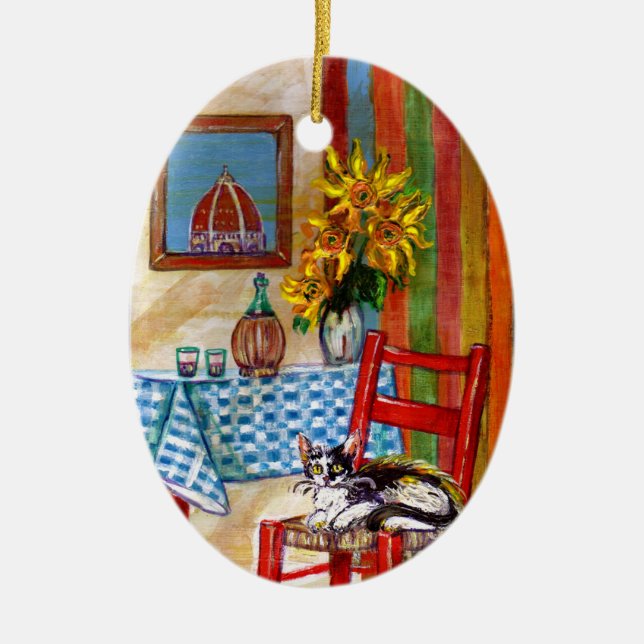 ITALIENSKT KÖK I FLORENCE den röda rubyen Julgransprydnad Keramik (Framsidan)