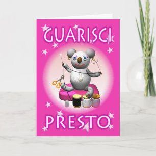 Italienskt kort för att komma snart Quarisci Prest