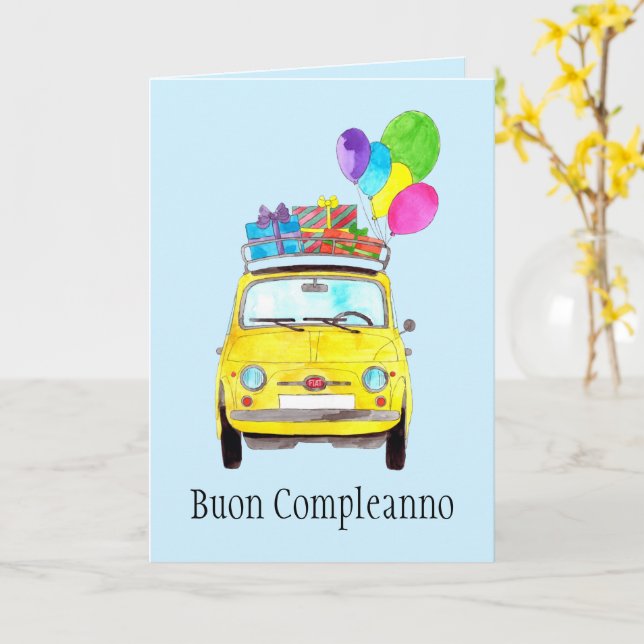 Italienskt kort för rekreationsfiat 500 (Gul blomma)
