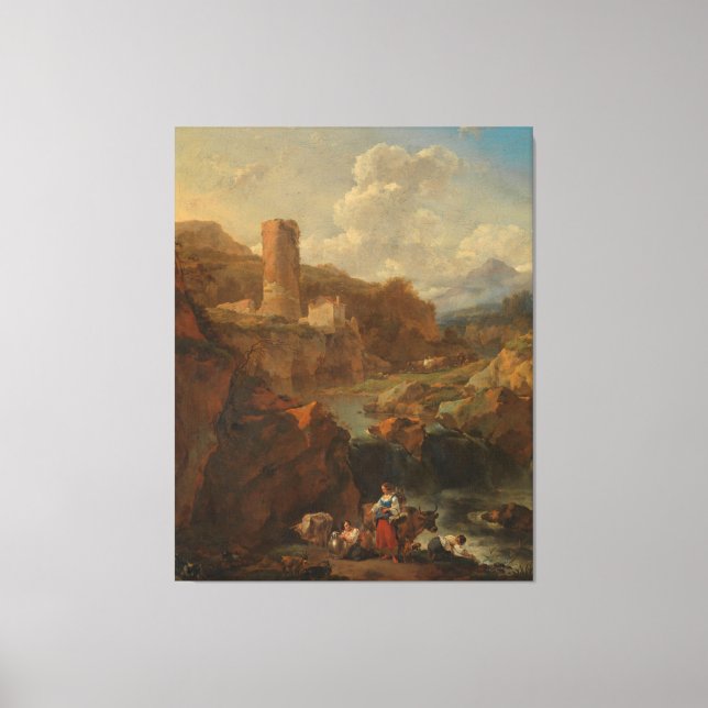 Italienskt landskap, Nicolaes Pietersz. Berchem, 1 Canvastryck (Framsida)