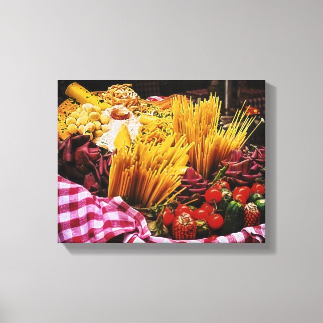 Italienskt matfoto, köksväggsdekaler canvastryck (Framsida)