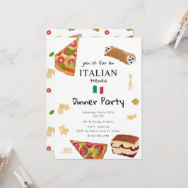 Italienskt matpizza och pastamiddagstema inbjudningar