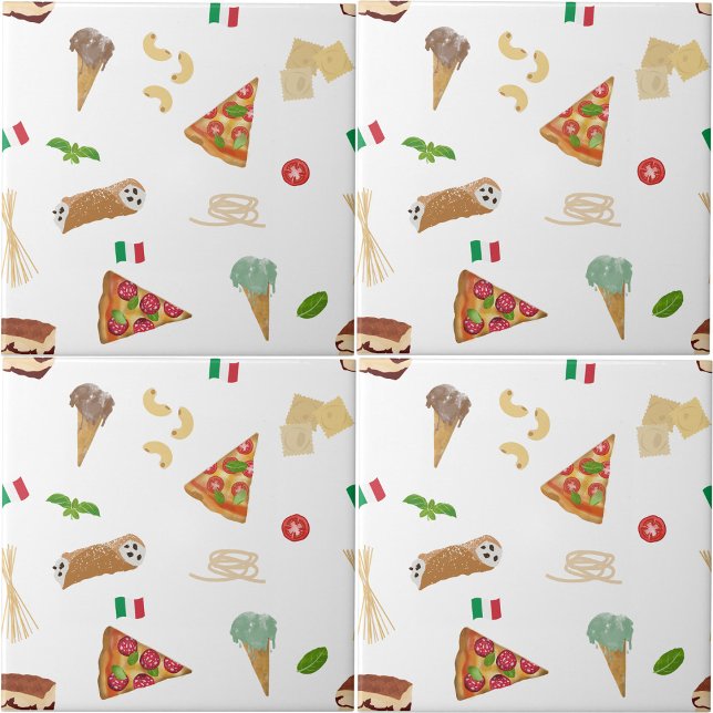 Italienskt matpizza pastatiramisu kök kakelplatta (Italian Food Pizza Pasta Tiramisu Kitchen Ceramic Tile)