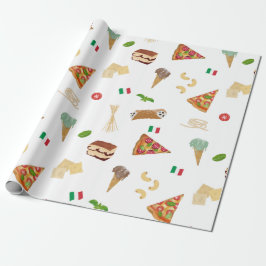 Italienskt matpizza pastatiramisu mönster presentpapper