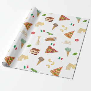 Italienskt matpizza pastatiramisu mönster presentpapper